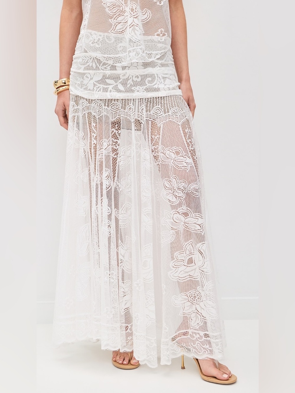 Yellow the Label Callista Ivory Floral Lace Maxi Skirt Size XS